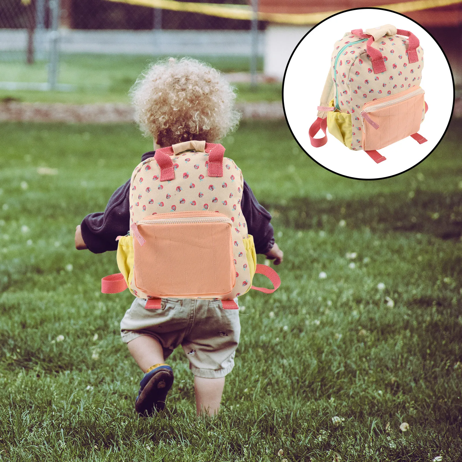 

Милый розовый рюкзак с клубничками для малышей, удобный регулируемый ранец для детского сада и школы для девочек