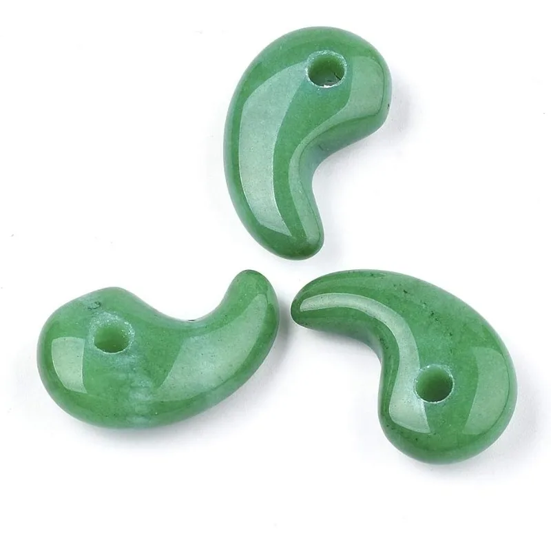 10pcs Natural Malaysia Jade Pendants Magatama Charm Small Hole Findings Smooth Surface Pendant for DIY Jewelry Making