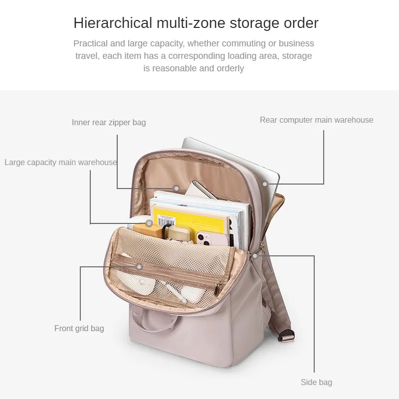 GOLF Women\'s Backpack Nylon Pink School Backpacks Slim Laptop Notebook Rectangular Travel Bags Zipper Waterproof Korean Popular