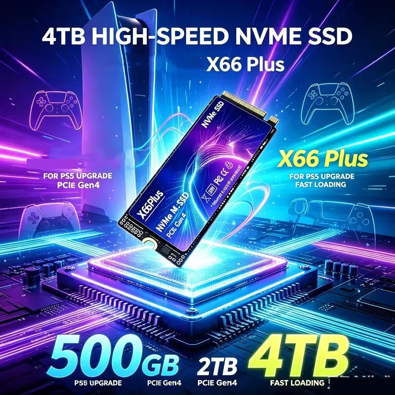 2026 New M.2 X66Plus NVMe SSD PCIe Gen4 High Performance Internal Drive 500GB 2TB 4TB Storage Upgrade For PS5 Desktop Laptop