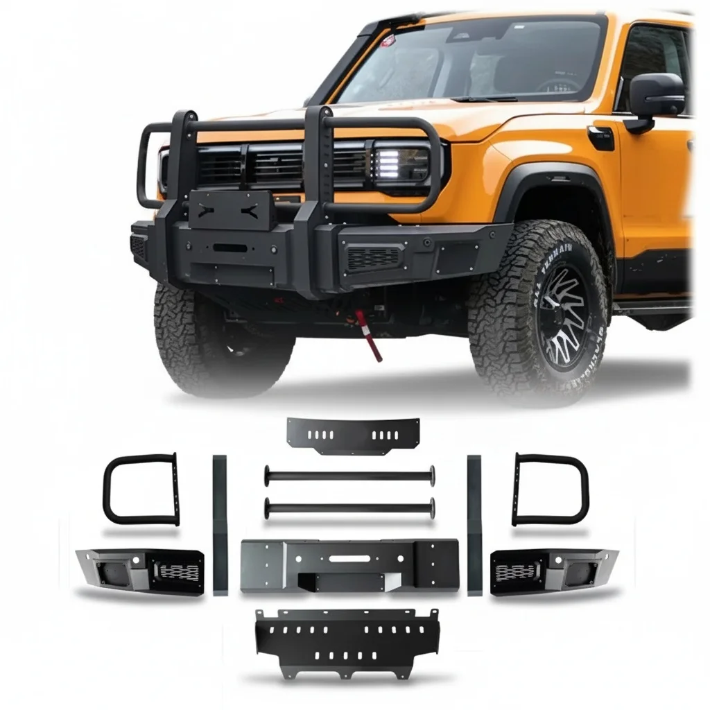 

Steel Bull Bar, Heavy Duty Steel Front Bumper, Fit For BAIC BJ40 2013-2024 And BJ40PRO, Off-Road Bumper, Vehicle Bumper Upgrade