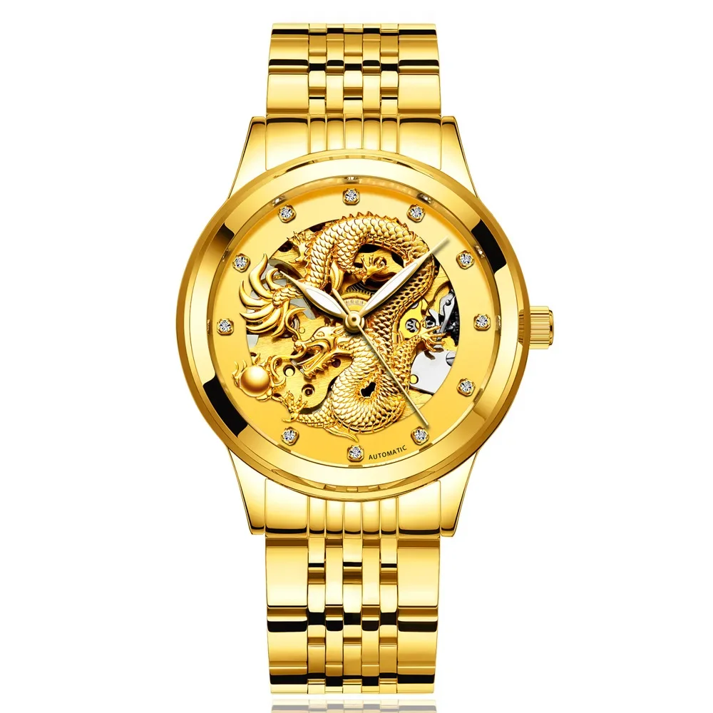 Top Luxury Automatic Mechanical Watches Men Gold Dragon Watch Male Clock Unique Erkek Kol Saati Quartz Watches Montre Femme Часи