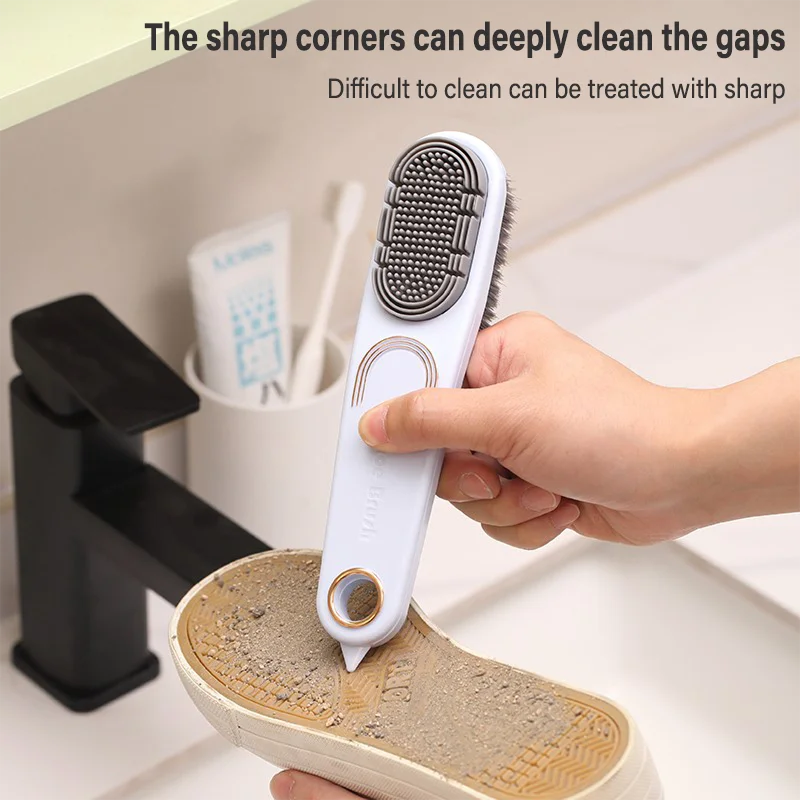 Double-Sided cleaning brush Silicone Shoe Brush Long Handle Brush For Clothes Shoes Household Soft Bristled brush Cleaner tool