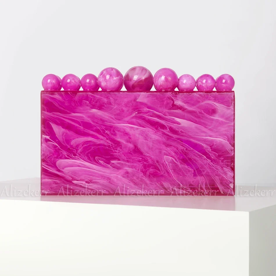 Acrylic Box Evening Clutch Bags For Wedding Party Women Luxury Designer Boutique Marbling Bead Purses And Handbags Party Wedding