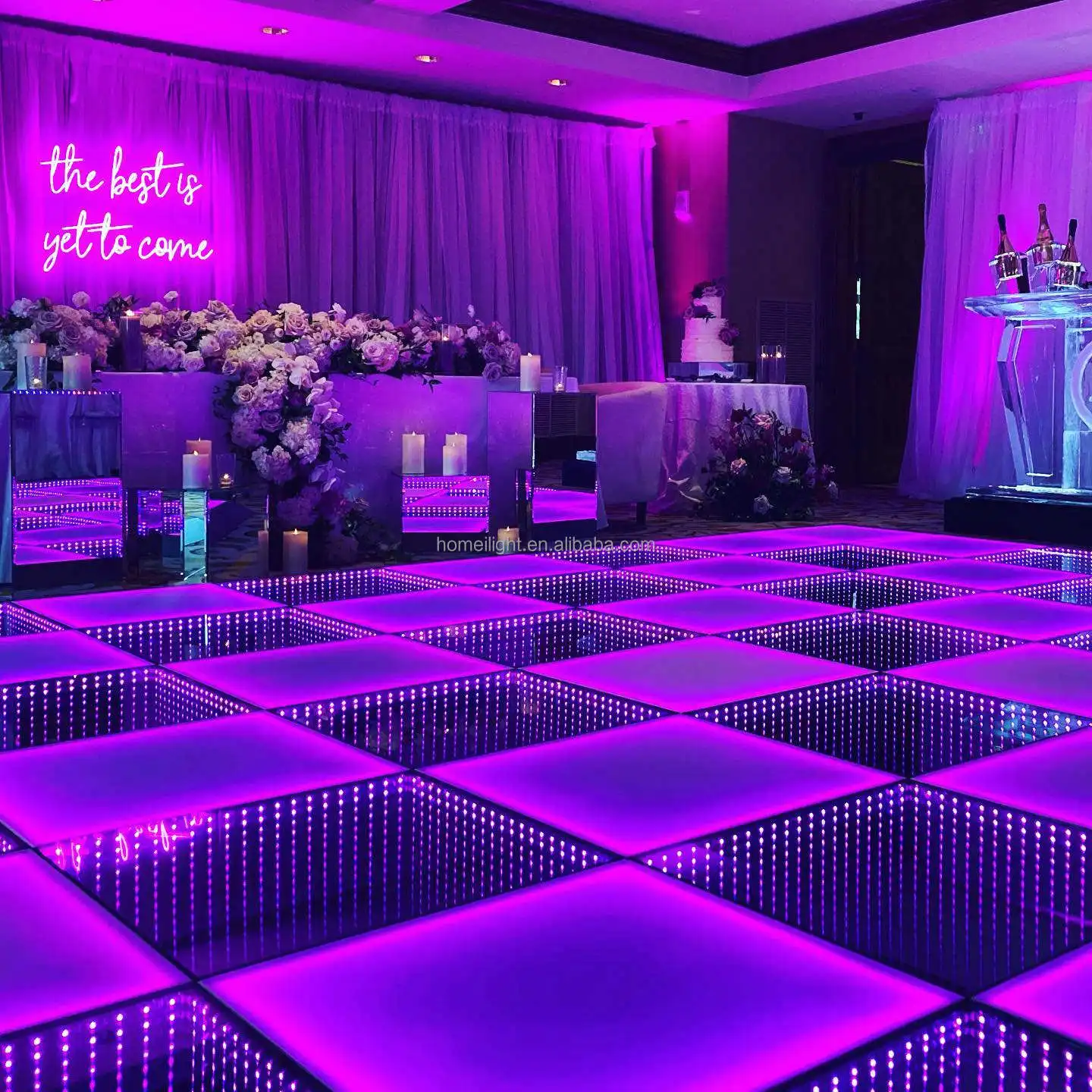 

Hongmei 3d Abyss Portable Floor Tile Infinity Mirror Lighted Led Dance Floor for Wedding Party Stage