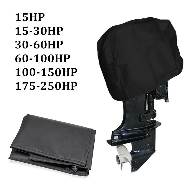 Black 15-250HP Oxford Waterproof Yacht Half Outboard Motor Engine Boat Cover Anti UV Dustproof Marine Protector Accessories