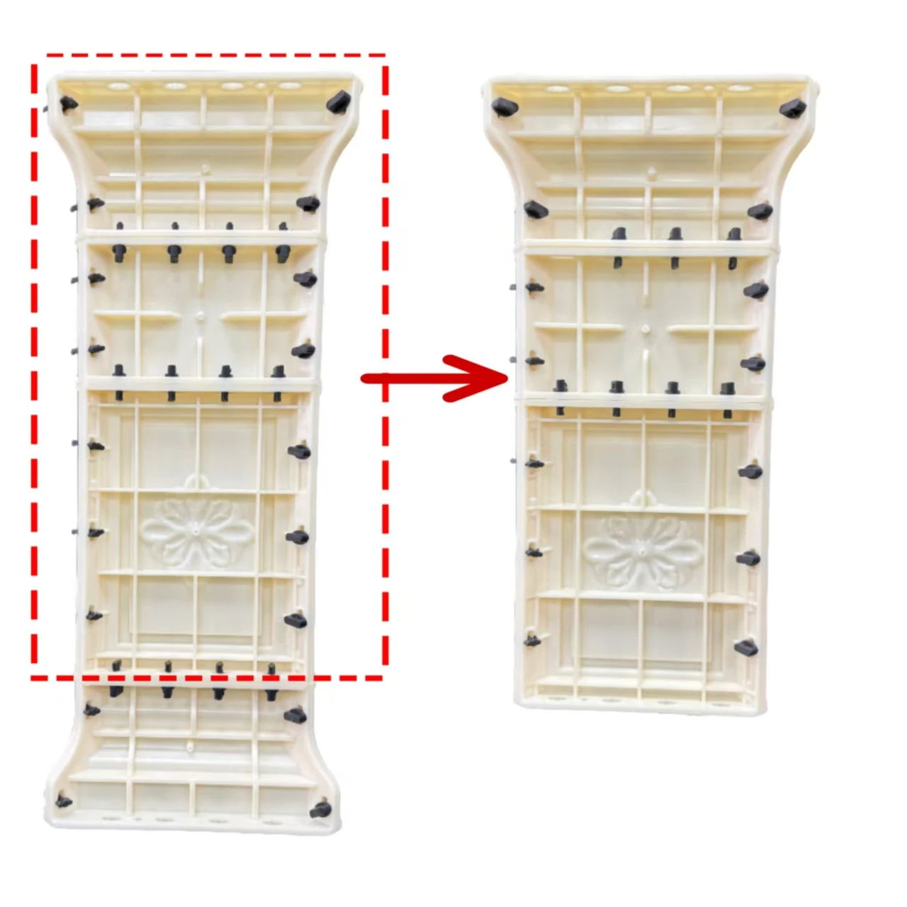 (Exclusivamente para usar con nuestros barandillas) Columnas espaciadoras que se pueden combinar con barandillas de 60 cm de alto, moldes de pilar, específicamente para hormigón y cemento, fácil de desmoldar, antiadherente, moldura única vez, fácil de usar