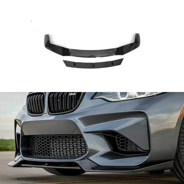 

Black Front Bumper Splitter Carbon Fiber Front Bumper Lip V Type Fit for 2 Series M2 F87 2016+