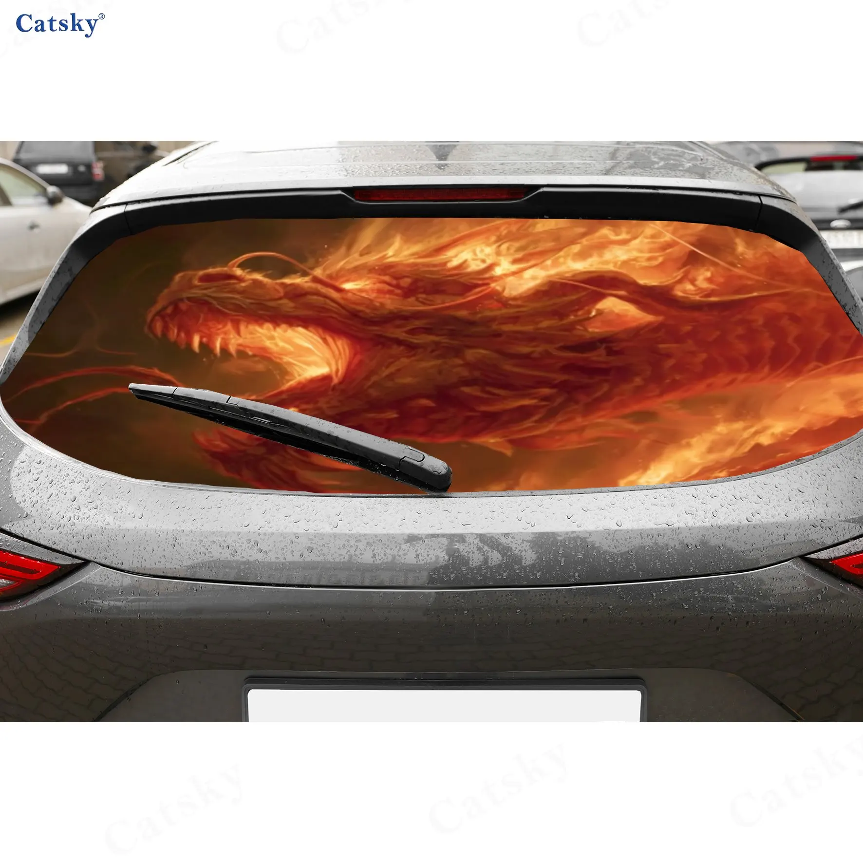 Blazing dragon soars in the heaven PVC material self-adhesive waterproof car rear window sticker, easy to paste without falling