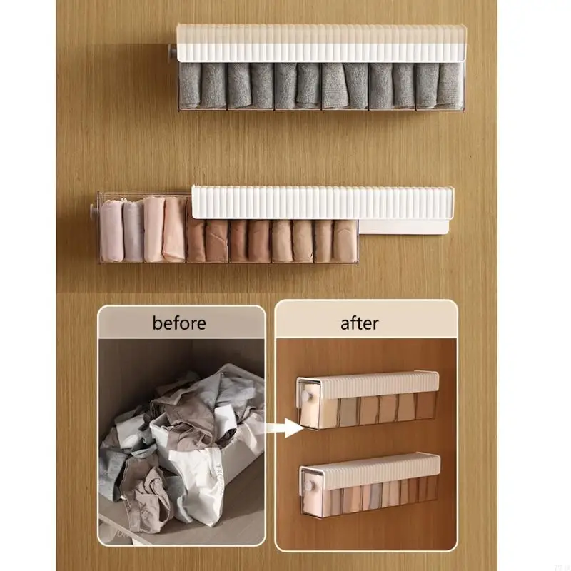 77JA Practical Sock for Students Wall Mount Drawer Underwear Storage Box for Small Apartments Dustproof Container