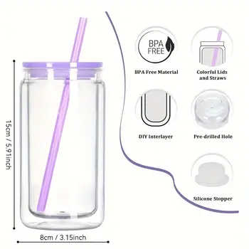 16盎司DIY雪球造型保溫杯,附預鑽孔,可重複使用塑膠水瓶,防碎梅森罐杯,節慶禮物之選 6 best sales 可愛的保溫杯 - №1