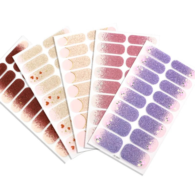 16 Tips Gradient French Nail Art Wraps DIY Full Cover Nail Polish Film Stickers Manicure Nail Art Decals Decorations Fake Nails