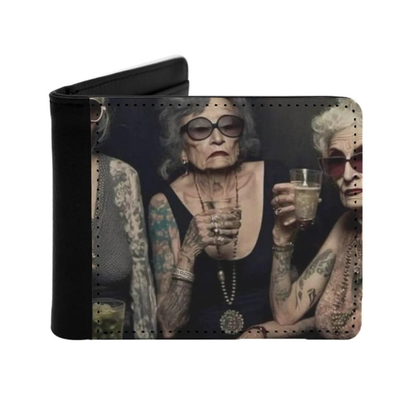 

Мужской кожаный кошелек Cool Grannies, держатели для кредитных карт/Id, вставки для денег, мужские короткие кошельки, старая леди, бабушки, бабушки, забавные