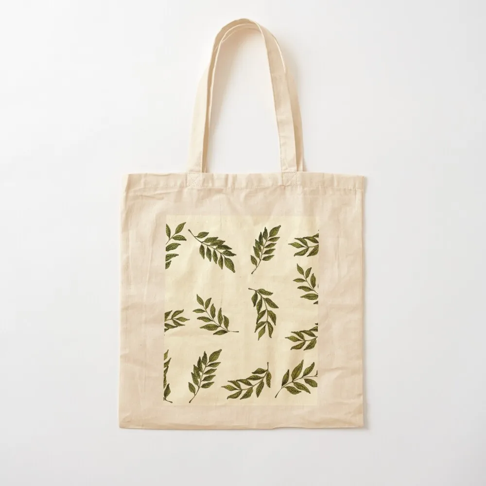 

The Kari leaf, Botanical Print,Herbs print Tote Bag bag for beach tote bag hand Canvas Tote