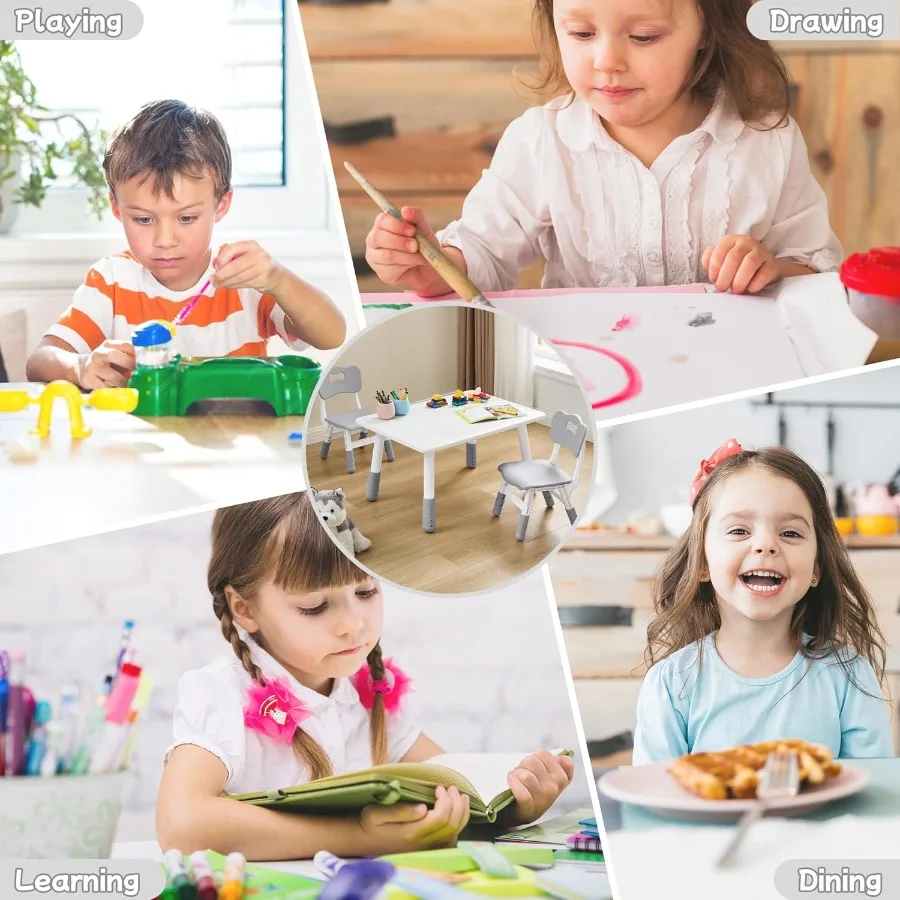

Adjustable Toddler Table And Chair Set Perfect Reading Drawing Eating Creative Activities In Daycare Classroom Ages 3-8 Home Use