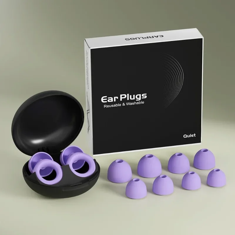 Washable Reusable Protective Silicone Earplugs Noise Blocking Sound Insulation No Ear Swelling No Pain for Sleeping