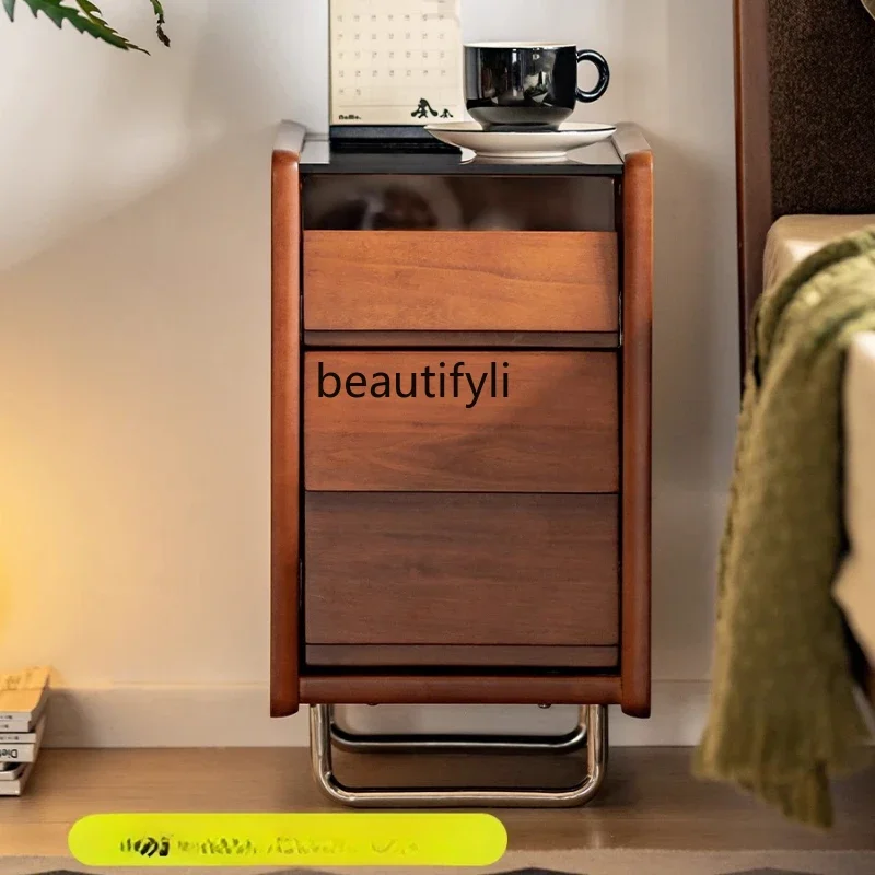 

ss25 Bedside table Nordic solid wood ultra-narrow storage side cabinet household bedroom corner storage