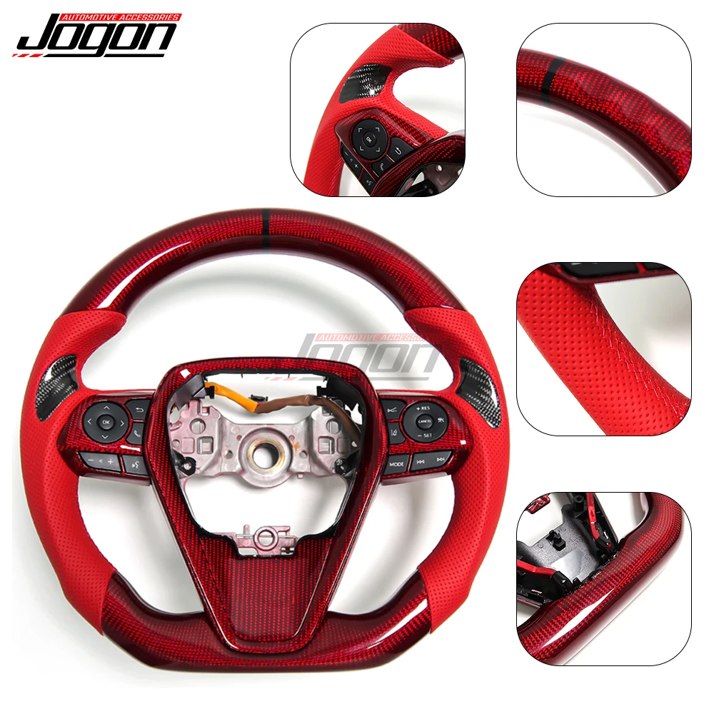 

For Toyota Camry XV70 8th 2018 2019 2020 2021 2022 Replace Alcantara/Smooth Leather Carbon Fiber Steering Wheel Customize Style