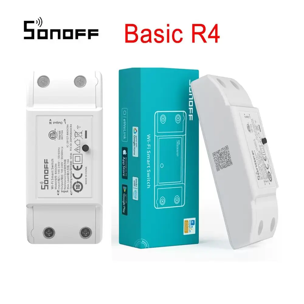 1-10PCS SONOFF WiFi Switch BASIC R4 Smart Home Relay Light Switch Voice Timing Remote Control Home Assistant Ewelink AppAlexa