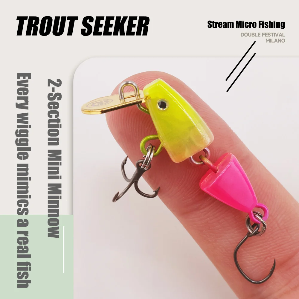 1 Peça Mini Swimbait 1.8g 2.8cm Isca Artificial Minnow de 2 Seções Afundante com Anzóis Mustad para Pesca em Riachos, Truta e Robalo