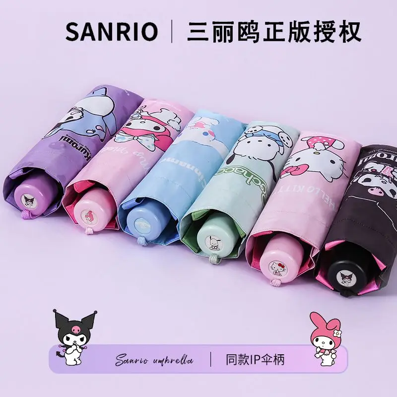 Kawaii New Kuromi Fully Printed Sun Umbrella Sanrio Cartoon Creative Cute High-Looking Sun Umbrella Sun Umbrella Wholesale