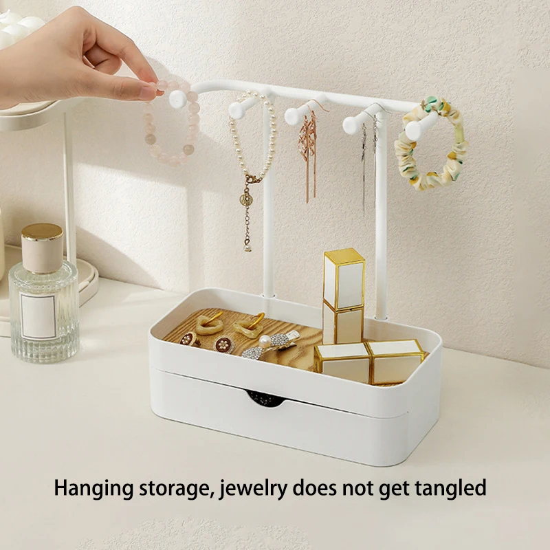 Mode Sieraden Organizer Opknoping Display Voor Oorbellen Kettingen Sieraden Opbergrek Met Houten Basis Armband Ringen Houder