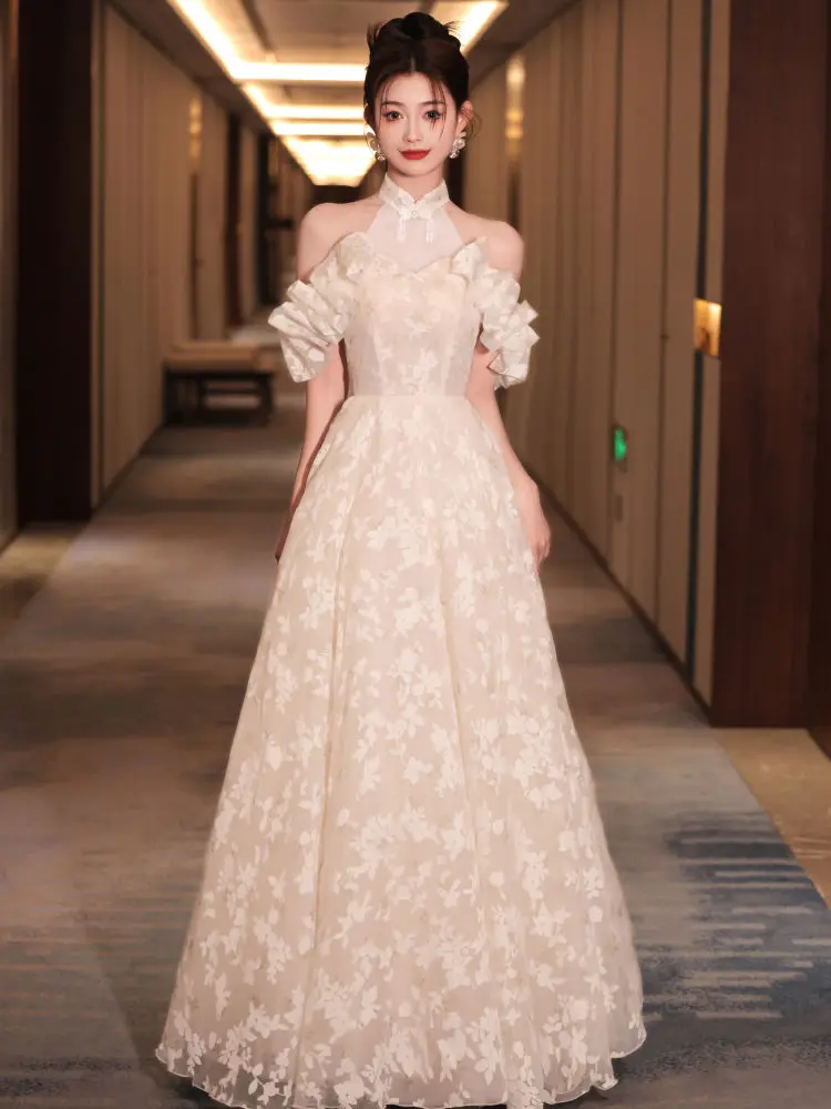 

Ele Evening Gown Women Fugitive Princ Host Super Fairy Name Lady High-End Luxury Exam Art Wedding Par Other Material