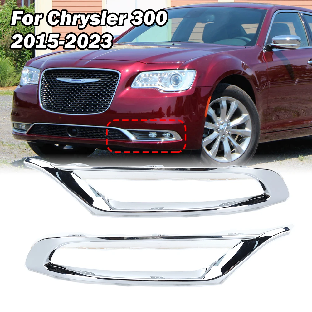 

1 Pair Front Fog Light Lamp Cover Trim Bezel For Chrysler 300 2015 2016 2017 2018-2022 chrome fog lights frame covers headlights