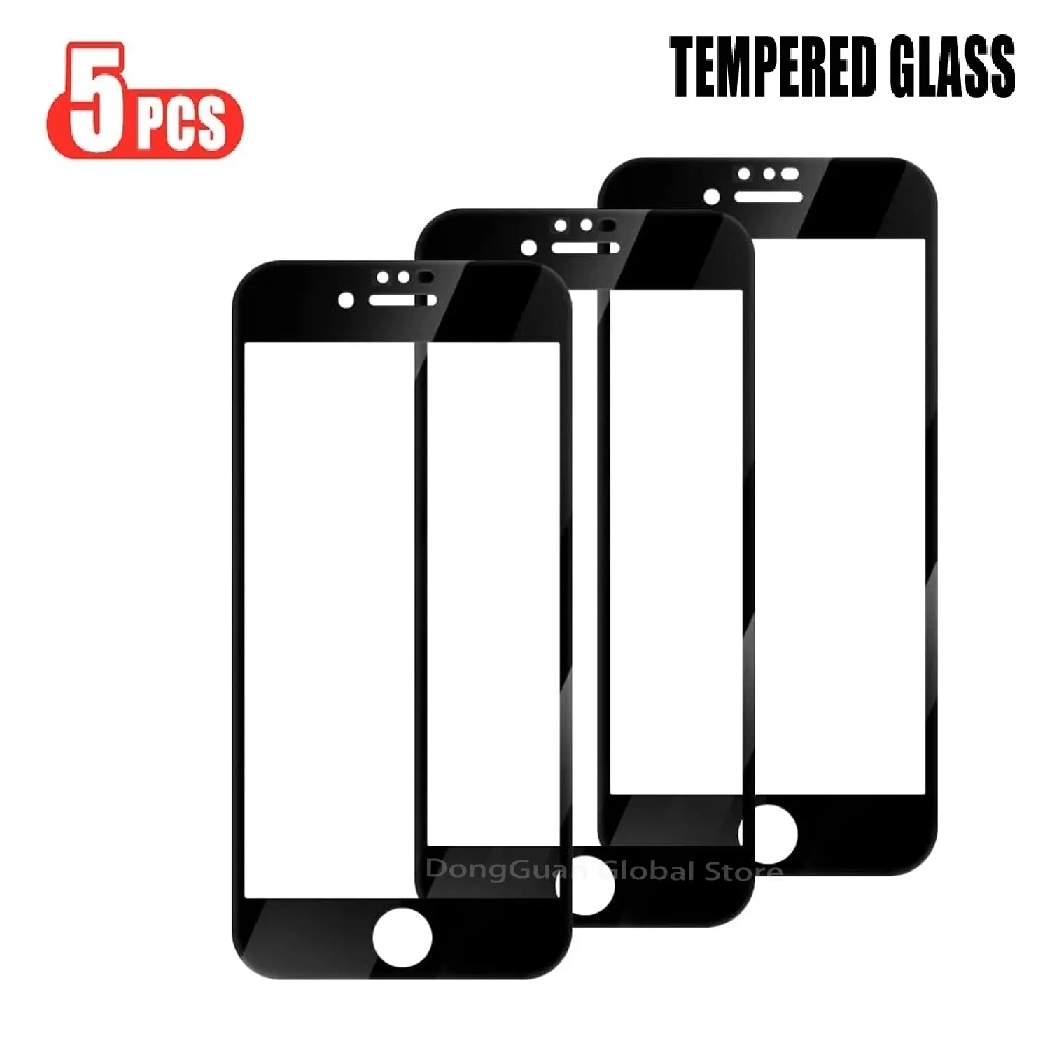 5Pcs Full Cover Tempered Glass On For iPhone 7 8 6 6s Plus Screen Protector Protective Film For iPhone SE 2020 SE 2022