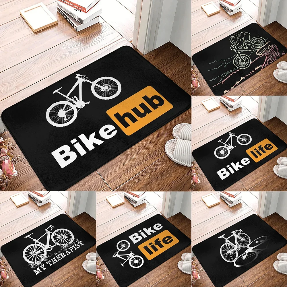 Tapis de sol antidérapant pour entrée, cuisine, salle de bain, avec motif VTT, cycliste, vélo, pour jardin