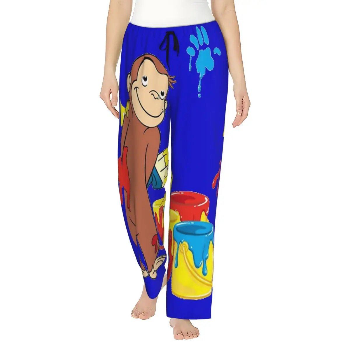 

Женские пижамные штаны Curious George на заказ, одежда для сна с карманами для сна и отдыха
