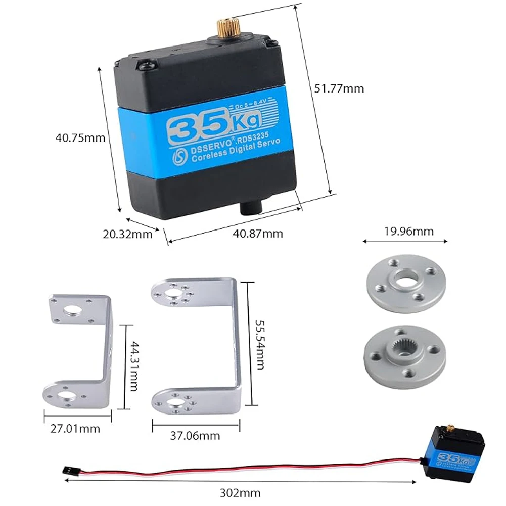 เซอร์โวดิจิตอลไร้แกน35กก. RDS3235 270องศาเกียร์โลหะแรงบิดสูงพร้อมแผ่นยึดแขนสำหรับรถหุ่นยนต์ RC