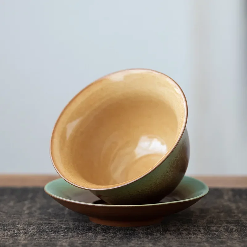 Vintage Firewood Gaiwan Tea Ceremony Bowl, Ceramic Tea Set, Large Tea Cup, Tea Making Device, Pot Gift,Ancient tea utensils