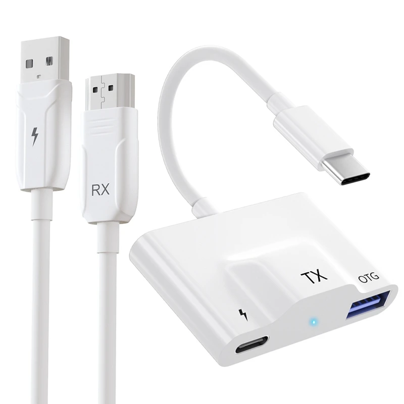 جهاز إرسال واستقبال لاسلكي متوافق، USB C لاسلكي - متوافق مع صوت الفيديو إلى التلفزيون/الشاشة