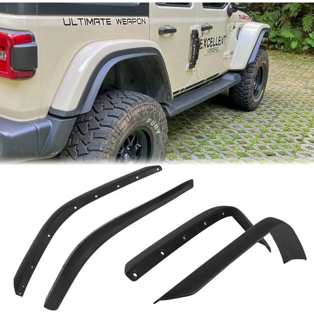 

Fenders Front & Rear Fenders Compatible with 2018-2024 Jeep Wrangler JL and JLU Unlimited Rubicon 4 Pcs(Not for 4XE)