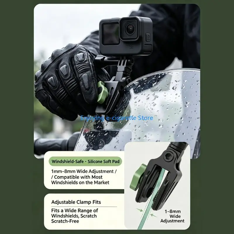 Motorrad-Windschutzscheiben-Action-Kamerahalterung, Aluminium-Klemmhalterung mit Gelenkgabelgelenk für Straßenaufnahmen und den – Detail 7