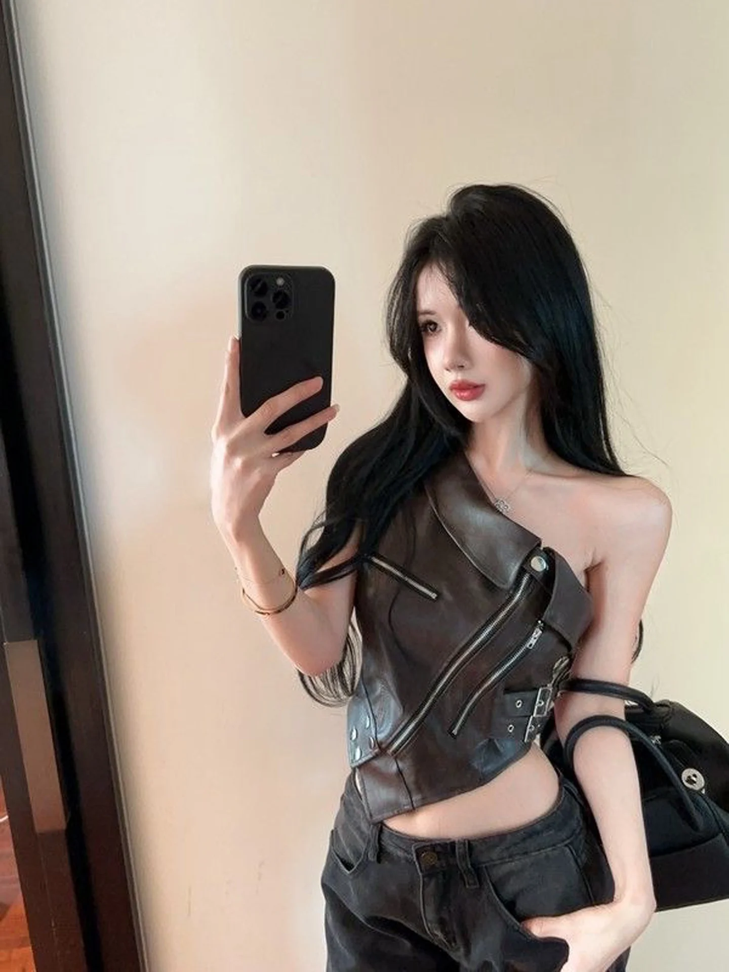 Sexy Short Sleeveless Tank Top Women's Fashion Pure Desire Style Outerwear Breathable Casual Asymmetrical Zipper Design