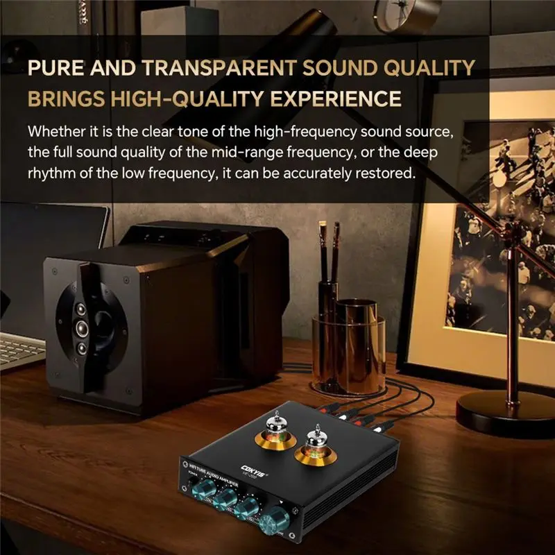 B92B HiFi Tube Audio Preamplifier 6K4 Vacuum Tube Amplifier Buffer Preamp Stereo Receiver EU Plug 220V Black