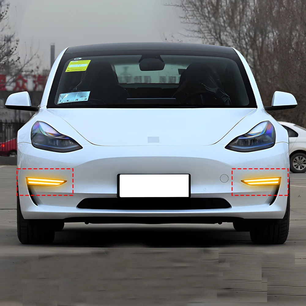 For Tesla Model 3 Model Y 2019-2023 Front Bumper Upgrade LED Fog Lights Daytime Running Lights Assembly Tool Car Accessories - view 4