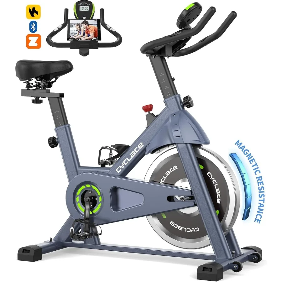 Bicicleta estática Bicicleta estacionaria magnética para el hogar Bicicleta de ciclismo interior cardio de bajo ruido con aplicación compatible Capacidad de peso de 300 libras