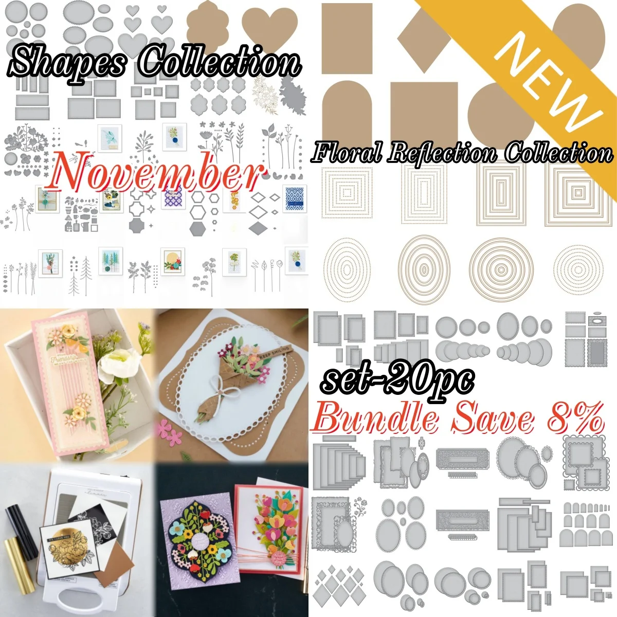 Tap Die Set - Koleksi Cetakan Logam Motif Bunga Reflektif,