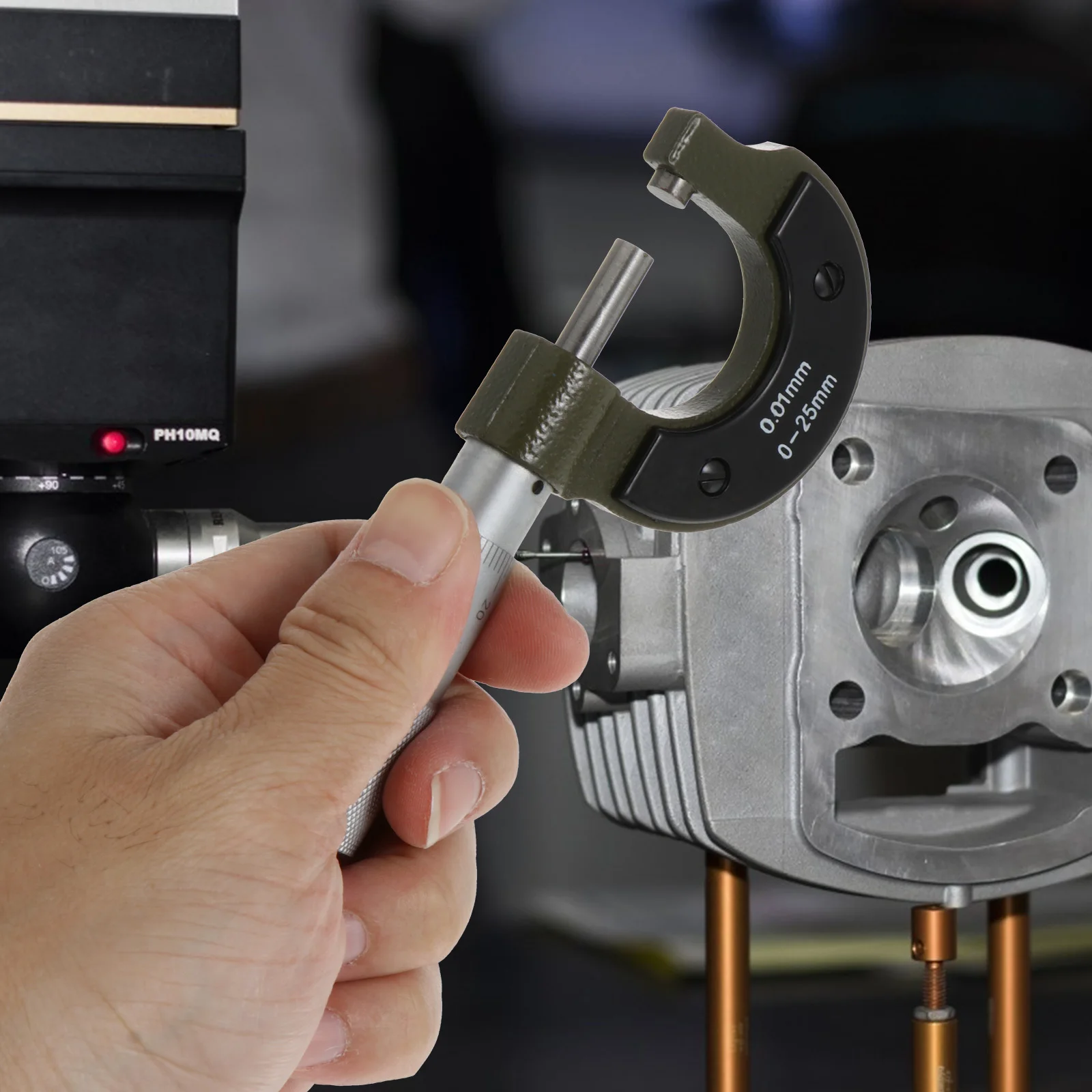 

1pc 0-25Mm Outside Micrometer Carbon Steel Ratchet Stop Thimble Satin Chrome Finish Metric Measuring Tool For Thickness Outer