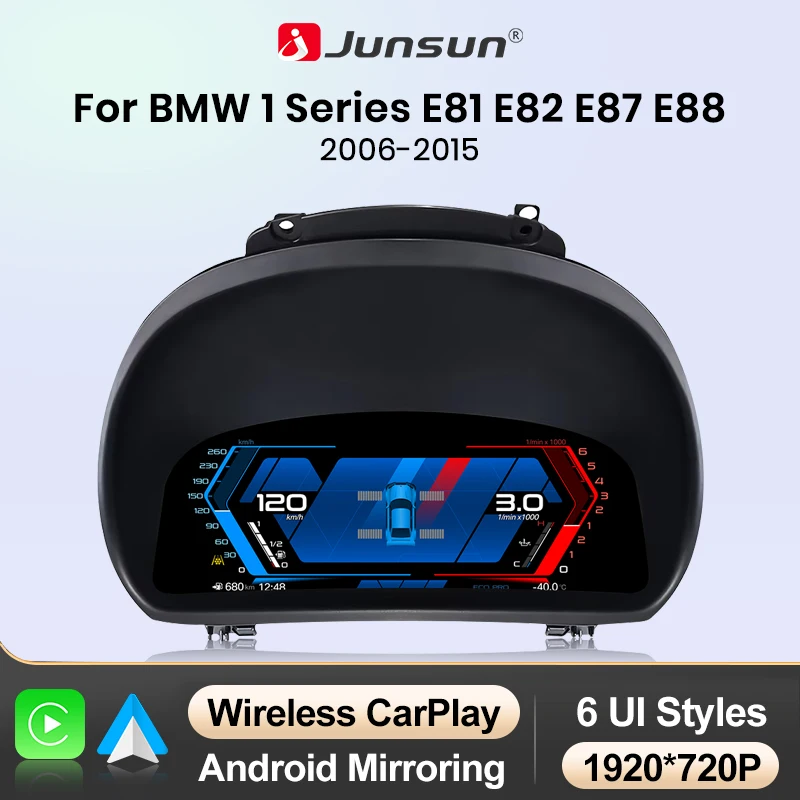 Junsun Digital Cluster Dashboard Für BMW 1 Serie E81 E82 E87 E88 2006-2015 LCD Auto Instrument Tachometer Virtuele Cockpit Voor