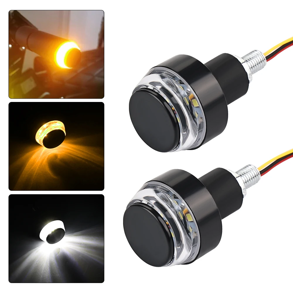 2pcs Motorcycle Handle Led Turn Signal  Light  Universal 12V CNC Handlebar Blinker Interior Replacement Parts