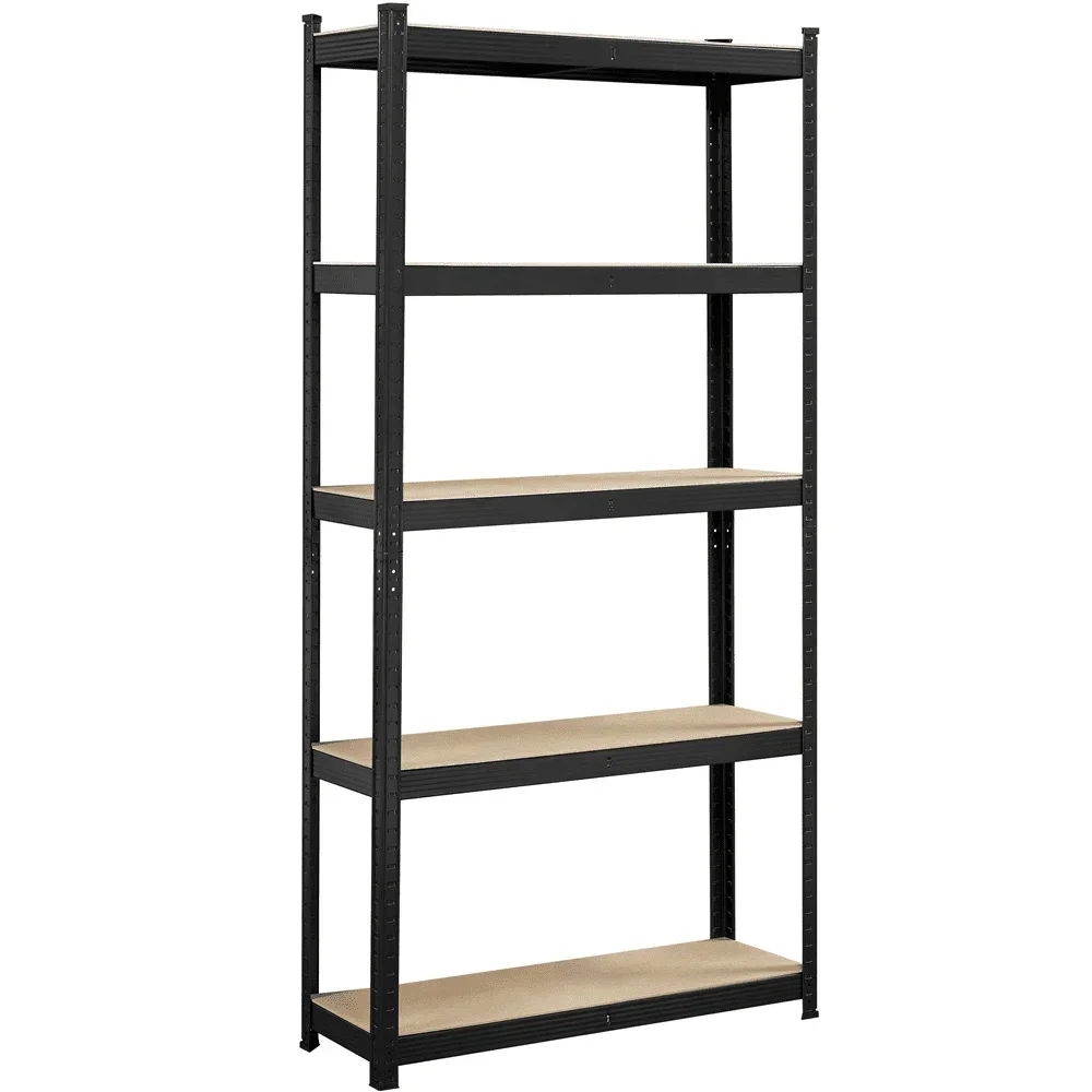 5-Shelf Boltless & Adjustable Steel Storage Shelf Unit, Black, Holds up to 386 lb Per Shelf