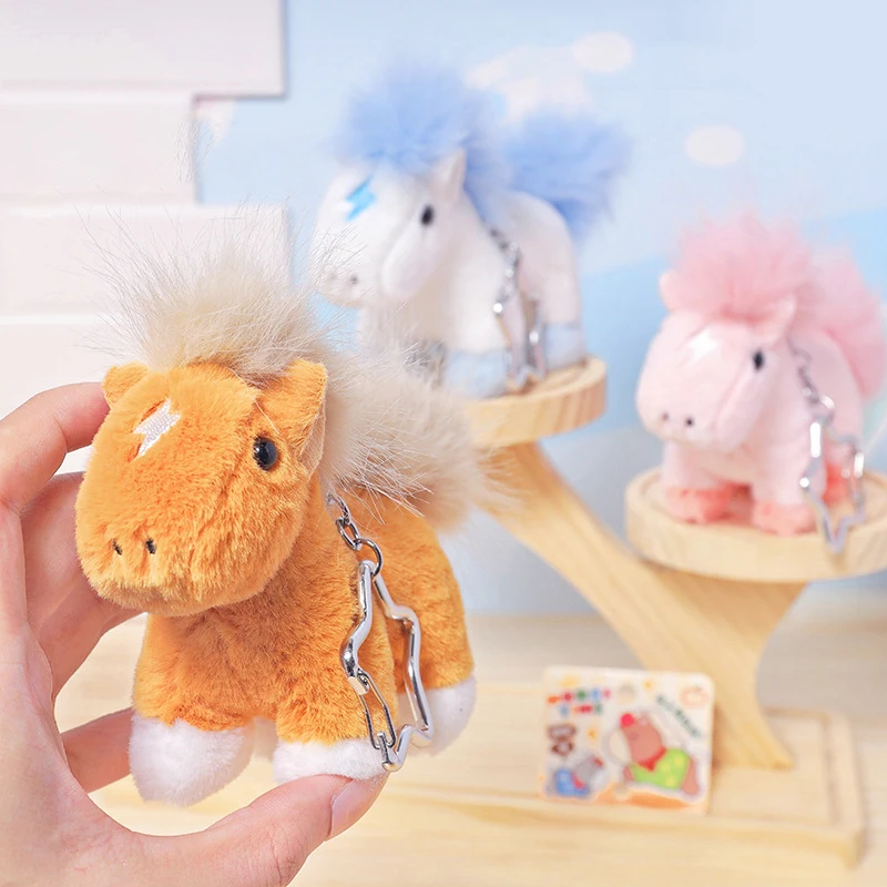 Creatieve Cartoon Paard Hanger Sleutelhanger Knuffel Dier Simulatie Gevulde Pop Rugzak Accessoire Kinderen Geschenken