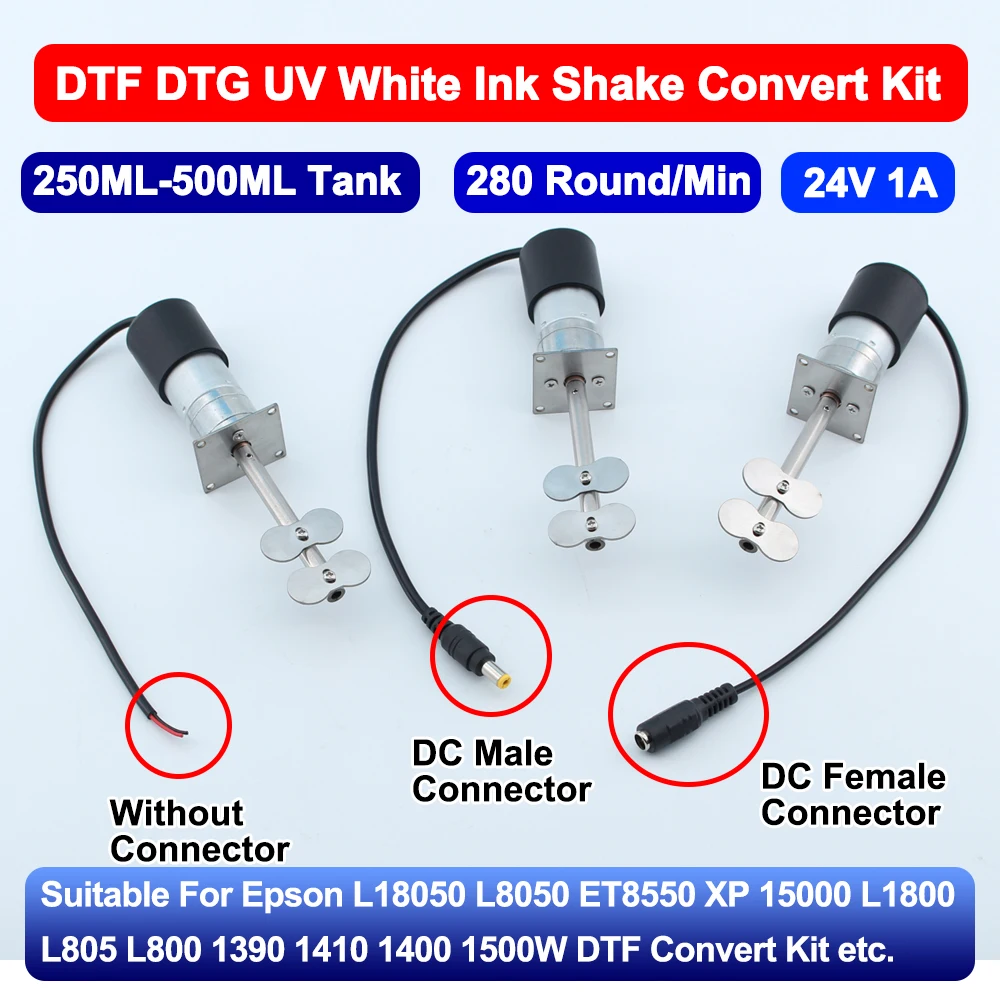 

DTF DTG UV White Ink Tank Stirrer 24V 1A High Speed Motor 280 Round/Min For Epson L1800 L18050 L8050 L805 XP15000 ET8550 1390