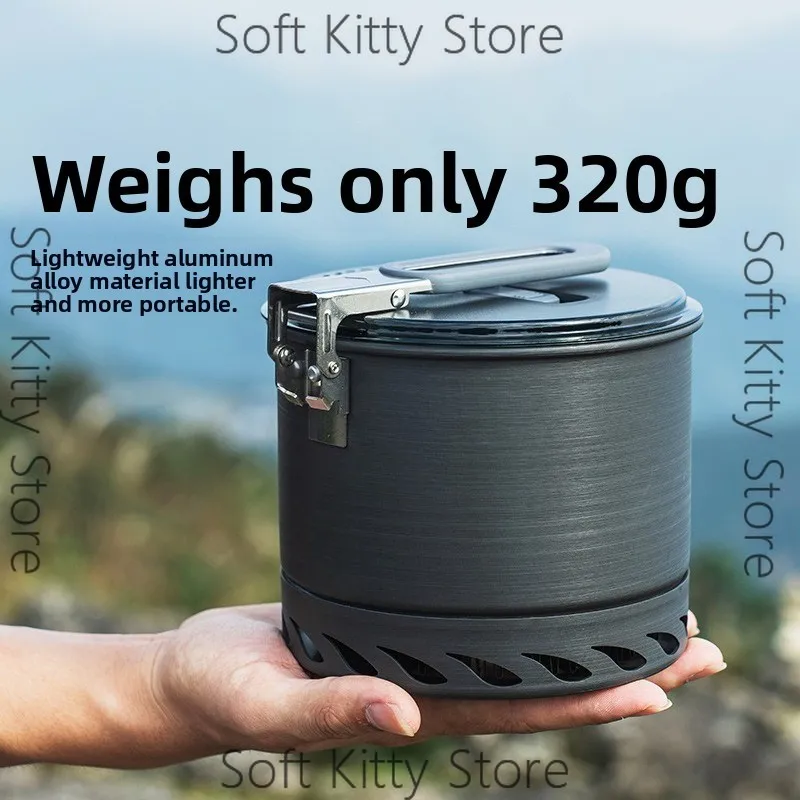 Hiking portable individual pot efficient energy gathering ring outdoor cooking stove pot camping cooker
