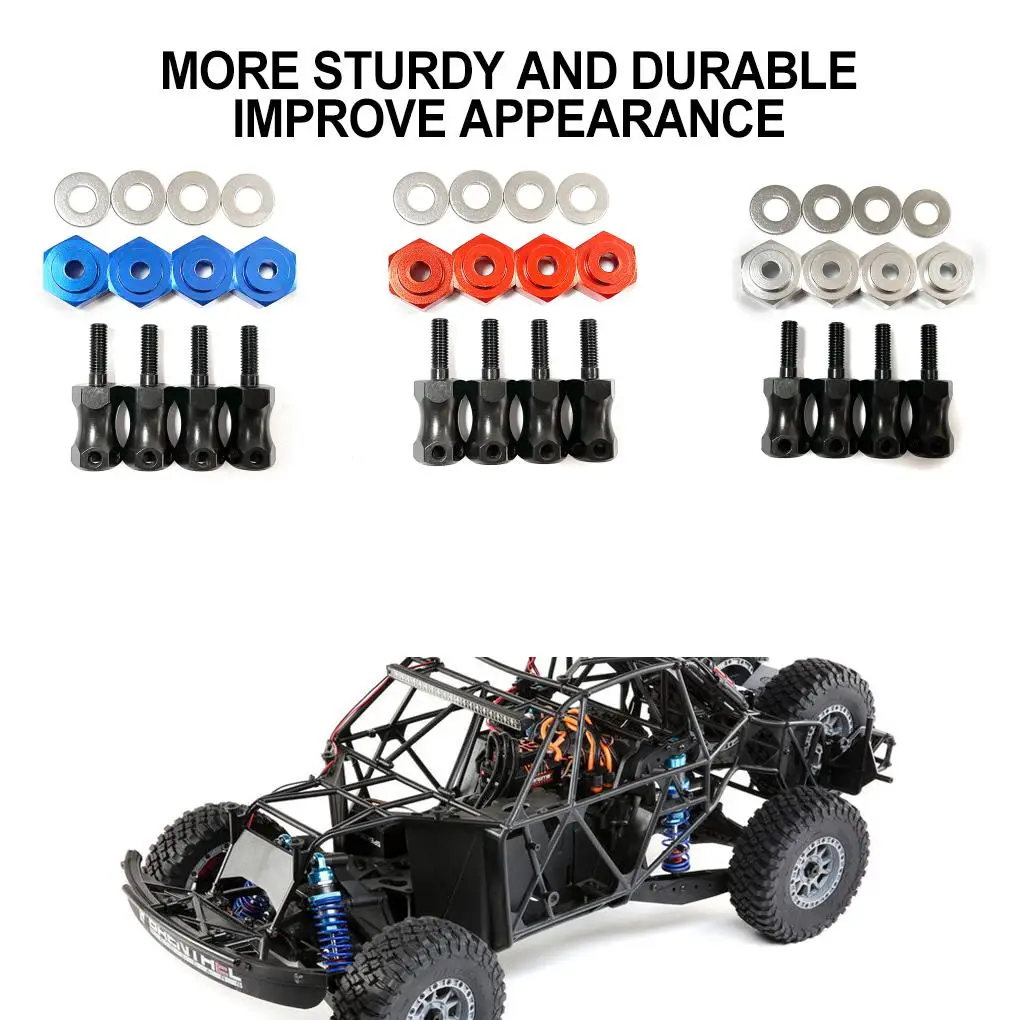 4 szt. Aluminiowe mocowania kół 1/10 z gniazdem sześciokątnym do LOSI Baja Rey 4WD RC, części zamienne do samochodów RC, akcesoria, kolor czerwony