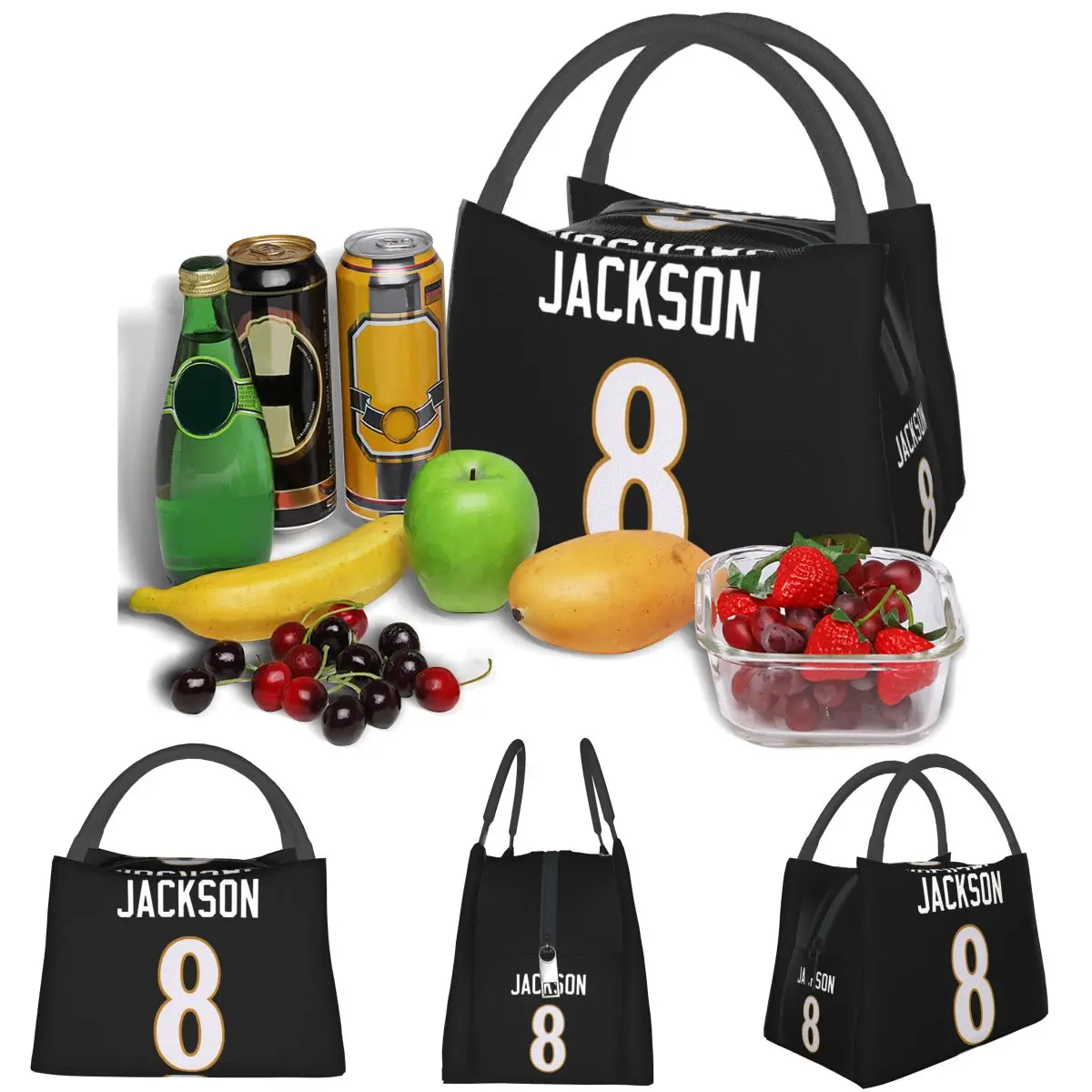 Lamar Jackson Lightweight Handheld Insulated Lunch Bag Aluminum Foil Liner for Adults Students Travel Picnic